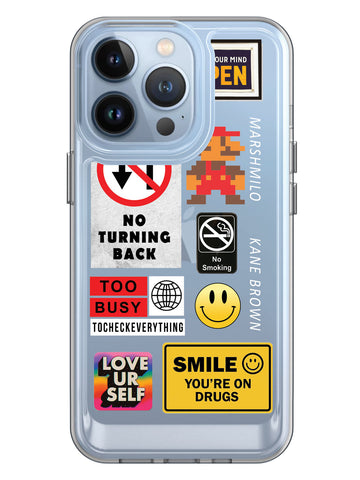 Random Stickers Clear Case - iPhone 13 Pro