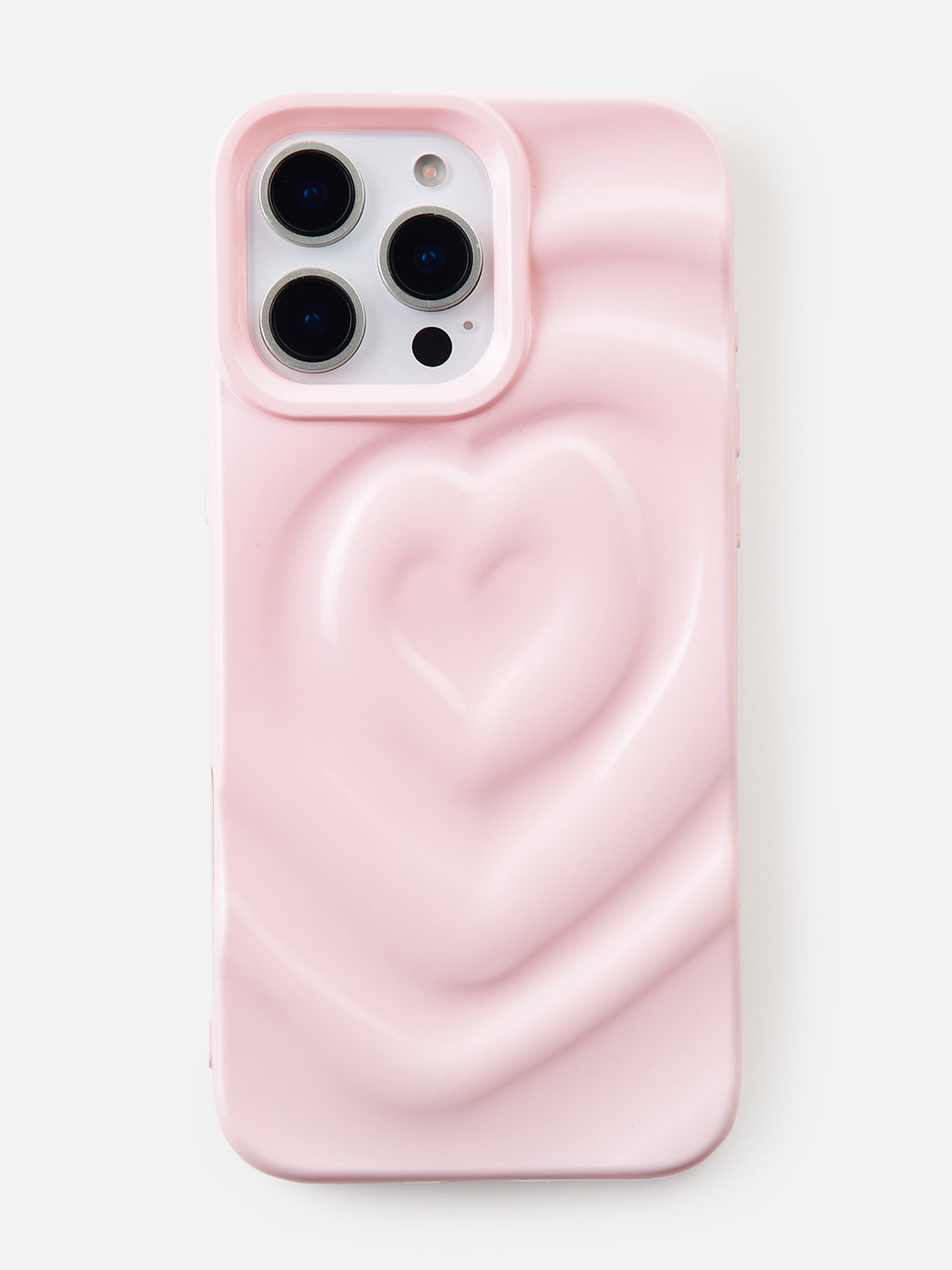 3D Heart Ripple Flexible Case - iPhone 16 (Pink)