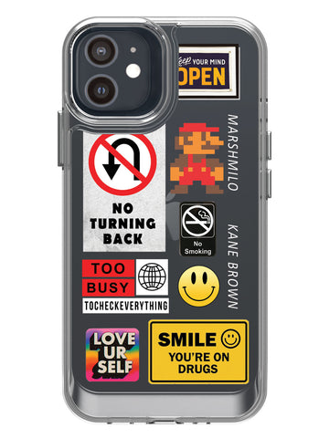 Random Stickers Clear Case - iPhone 12 Mini