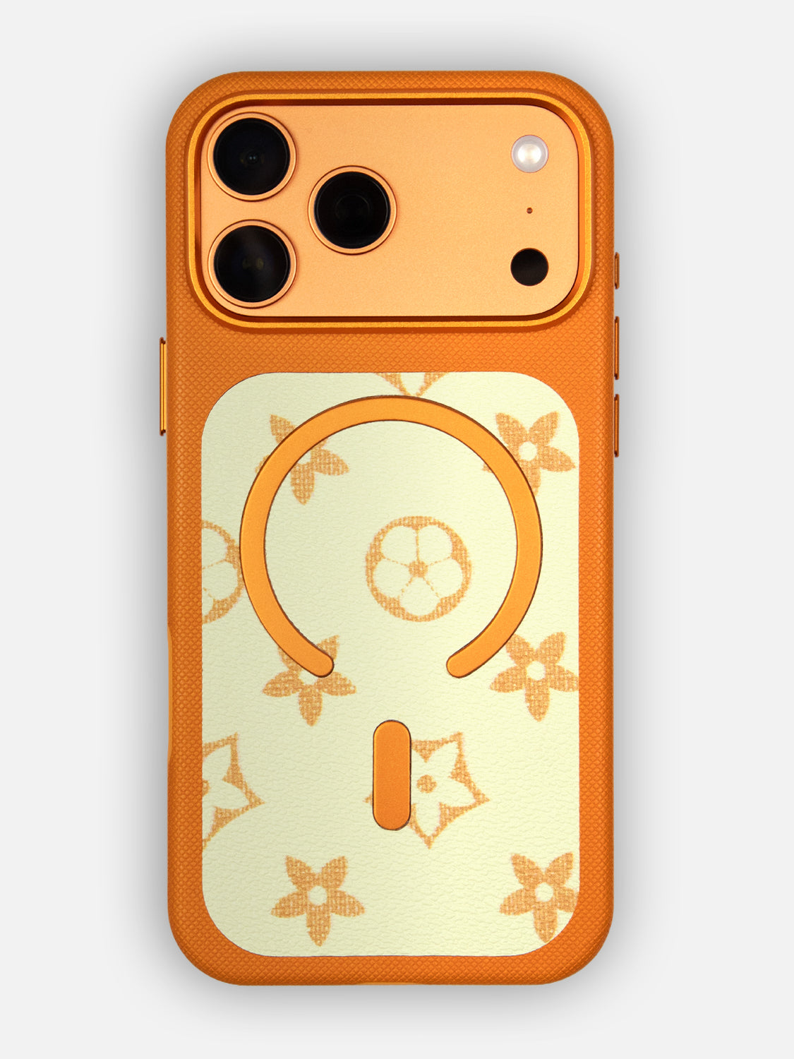 MagSafe Dual Texture Leather Pattern Case - iPhone 17 Pro (Orange)