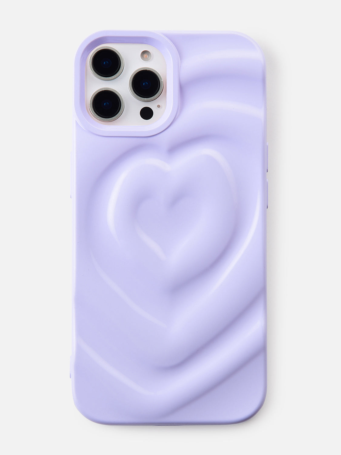 3D Heart Ripple Flexible Case - iPhone 15 (Lilac)