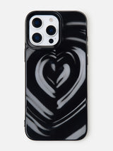 3D Heart Ripple Flexible Case - iPhone 16 Pro (Liquid Black)