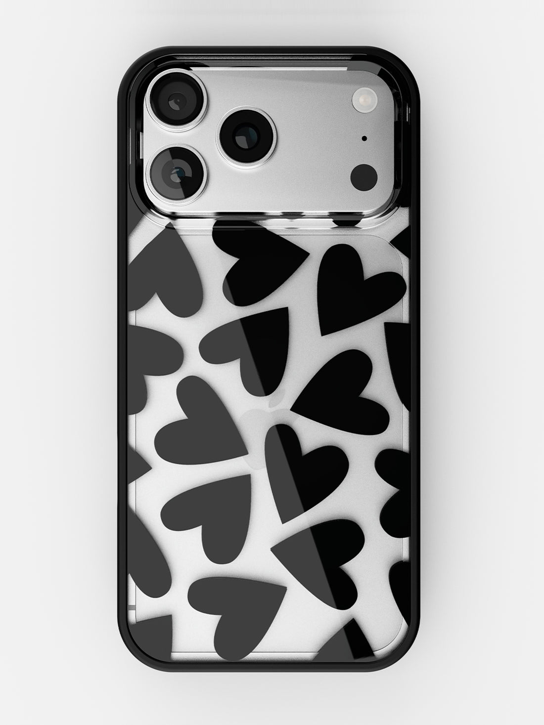 Soft Hearts Printed Clear Case - iPhone 17 Pro Max (Black)