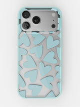 Soft Hearts Printed Clear Case - iPhone 17 Pro Max (Light Blue)