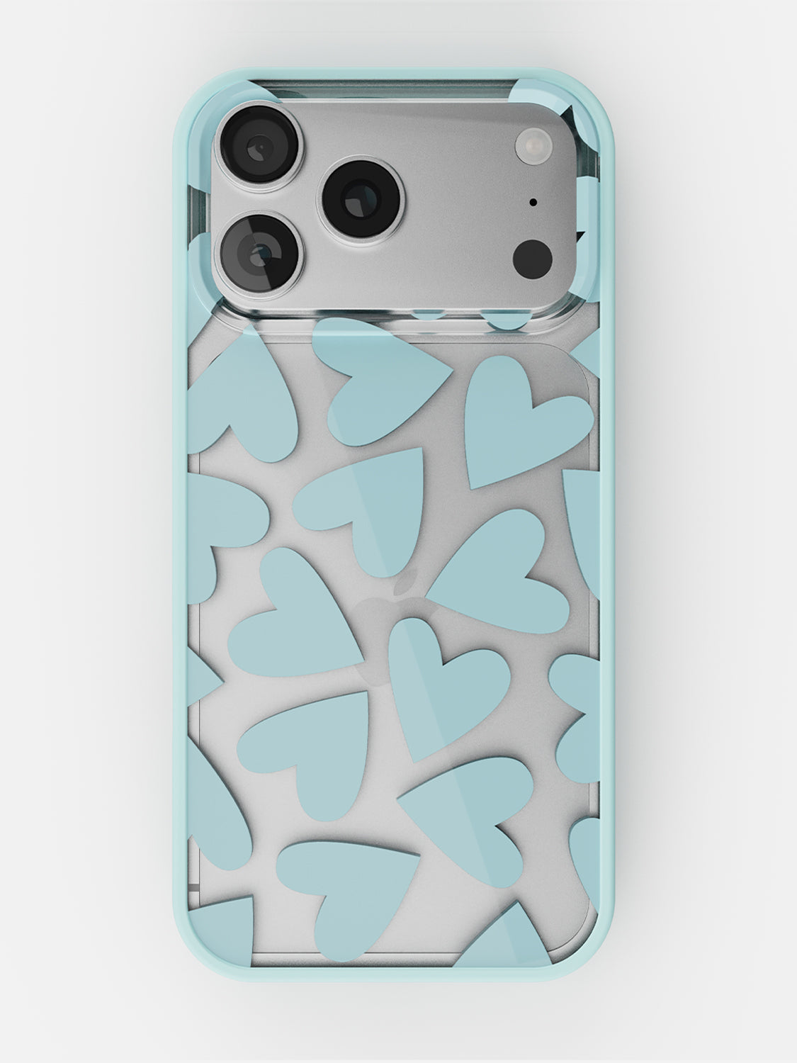 Soft Hearts Printed Clear Case - iPhone 17 Pro (Light Blue)