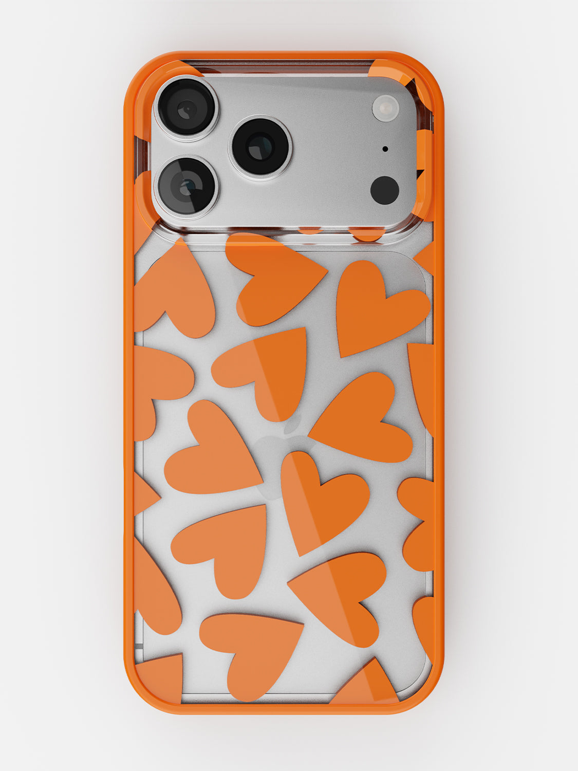 Soft Hearts Printed Clear Case - iPhone 17 Pro Max (Orange)