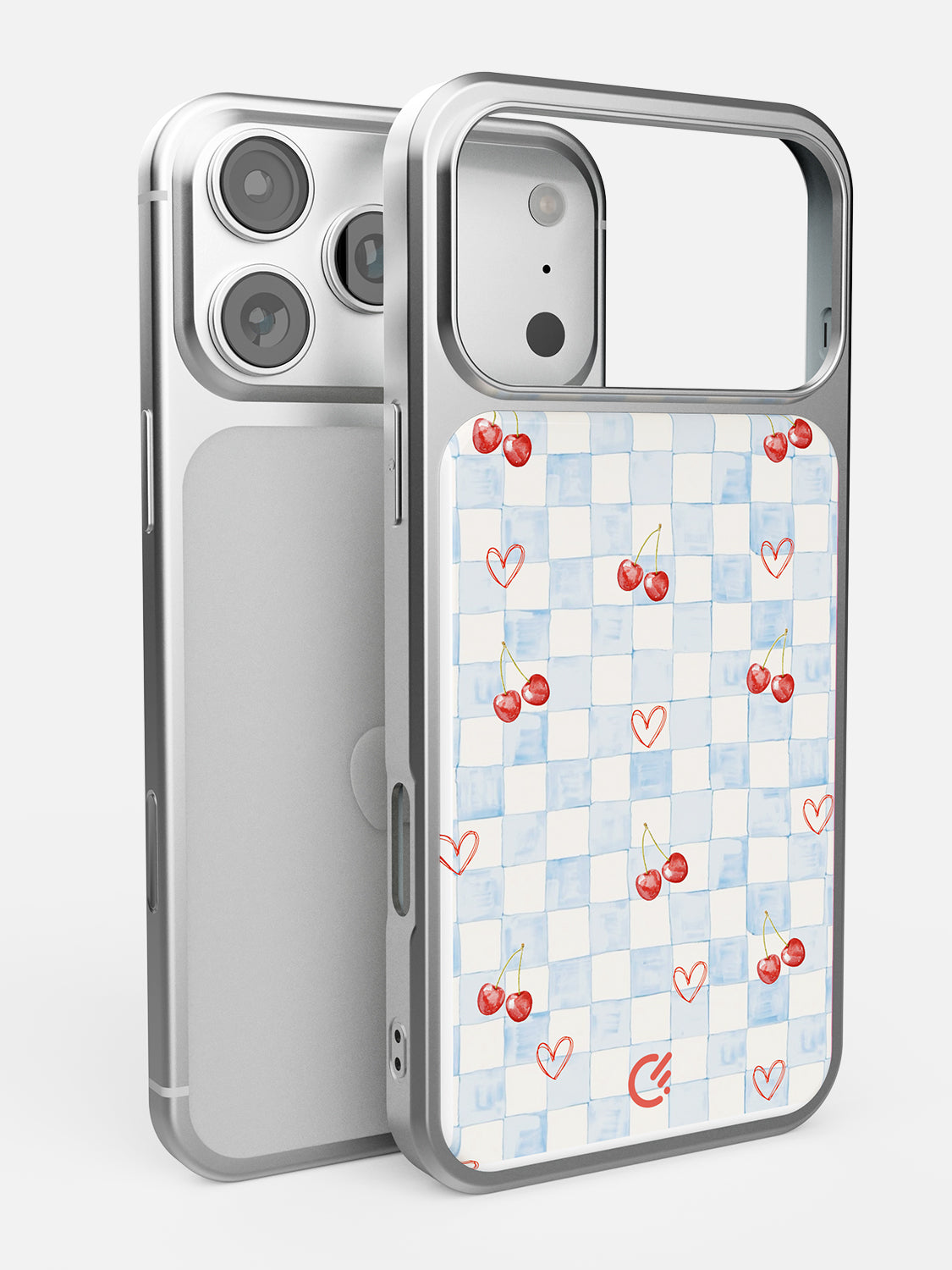 Cherry Heart Gingham Glossy Printed Case - iPhone 17 Pro