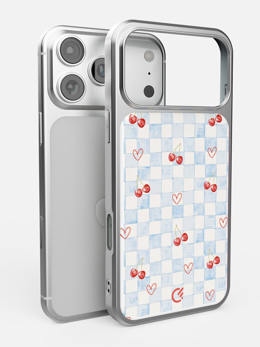 Cherry Heart Gingham Glossy Printed Case - iPhone 15 Pro Max