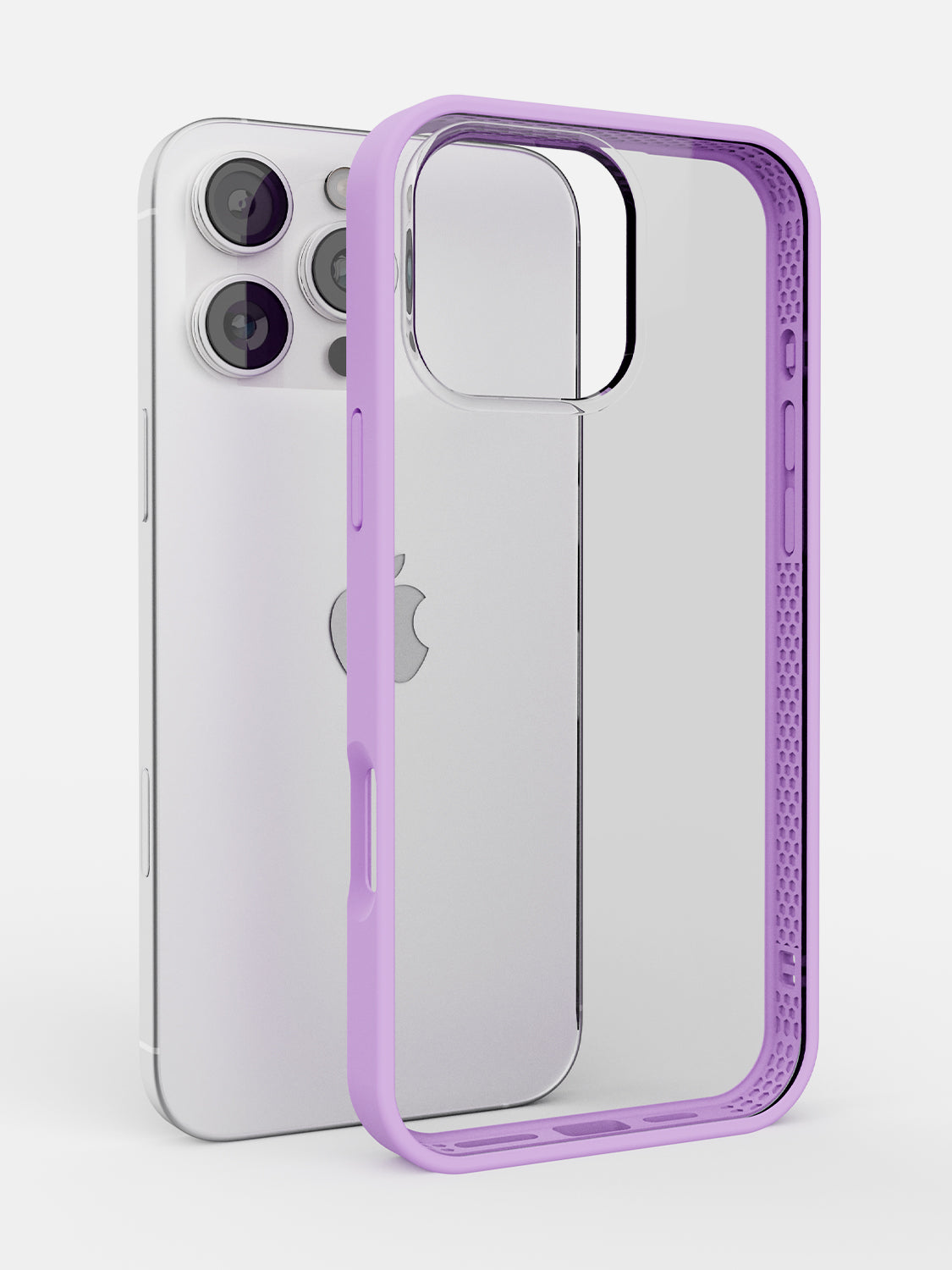 Soft Hearts Printed Clear Case - iPhone 16 Pro (Lilac)