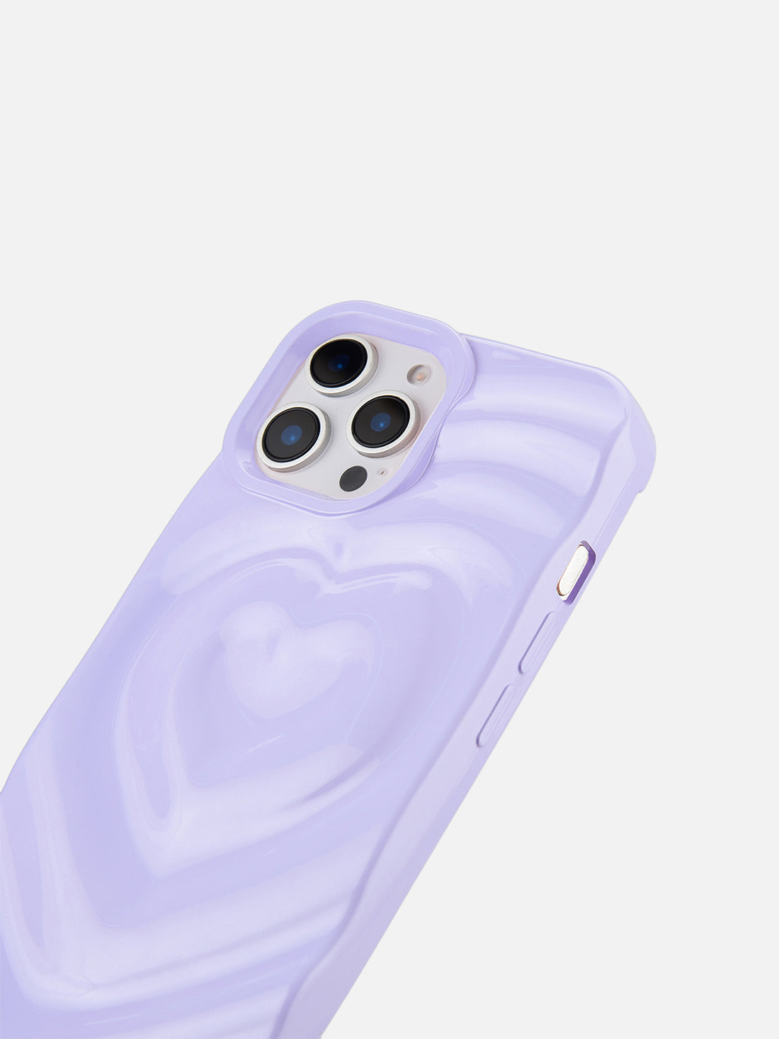 3D Heart Ripple Flexible Case - iPhone 15 (Lilac)