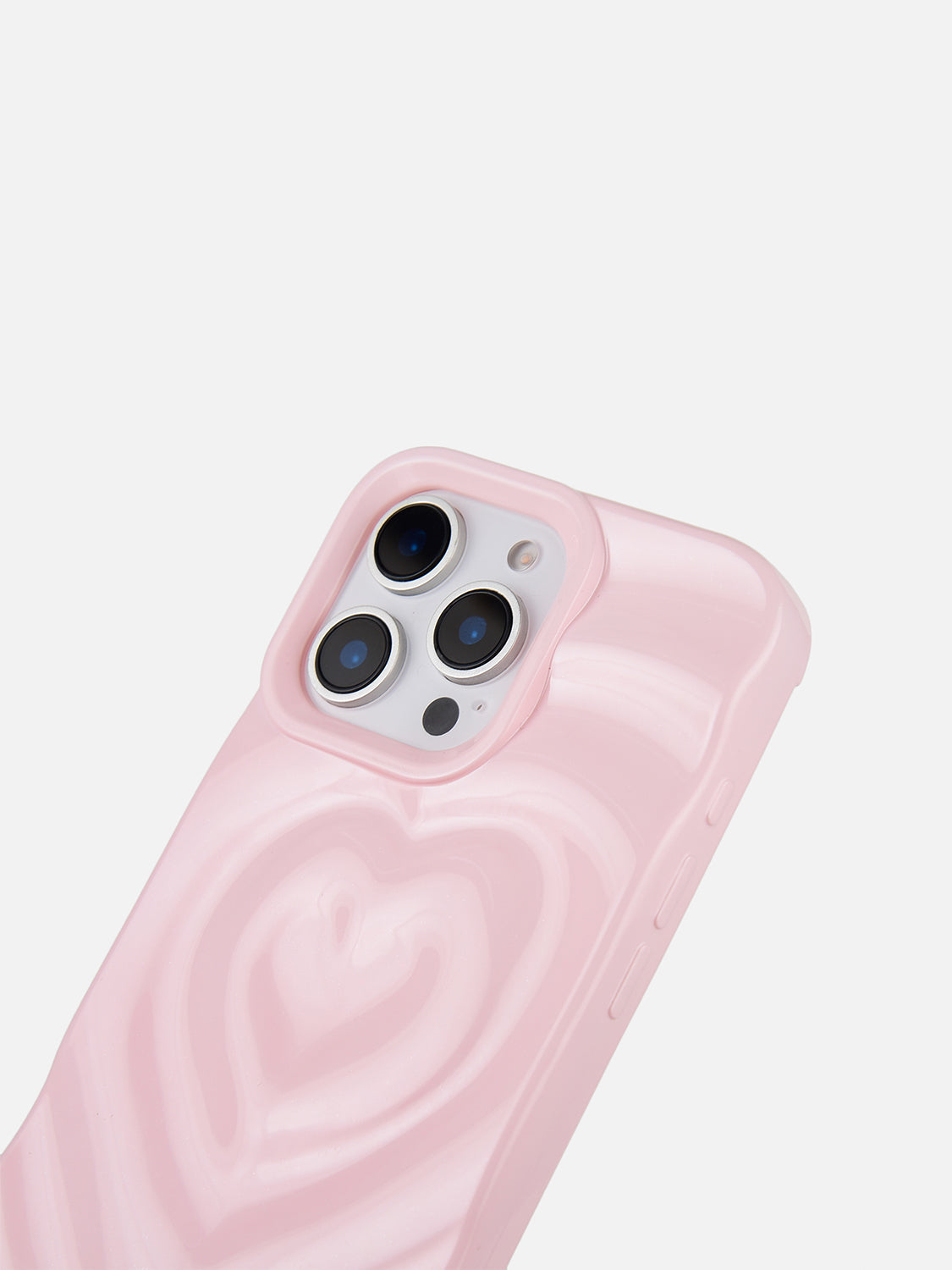 3D Heart Ripple Flexible Case - iPhone 15 Pro (Pink)