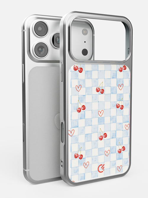 Cherry Heart Gingham Glossy Printed Case - iPhone 15