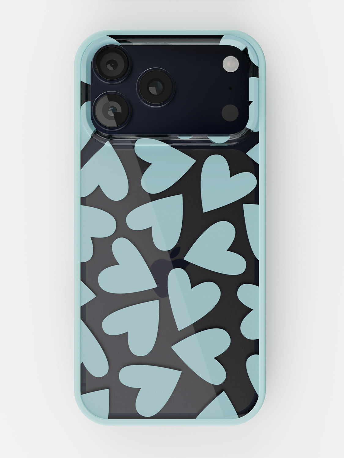 Soft Hearts Printed Clear Case - iPhone 17 Pro Max (Light Blue)