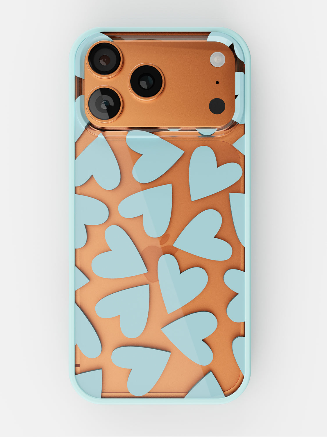 Soft Hearts Printed Clear Case - iPhone 17 Pro Max (Light Blue)