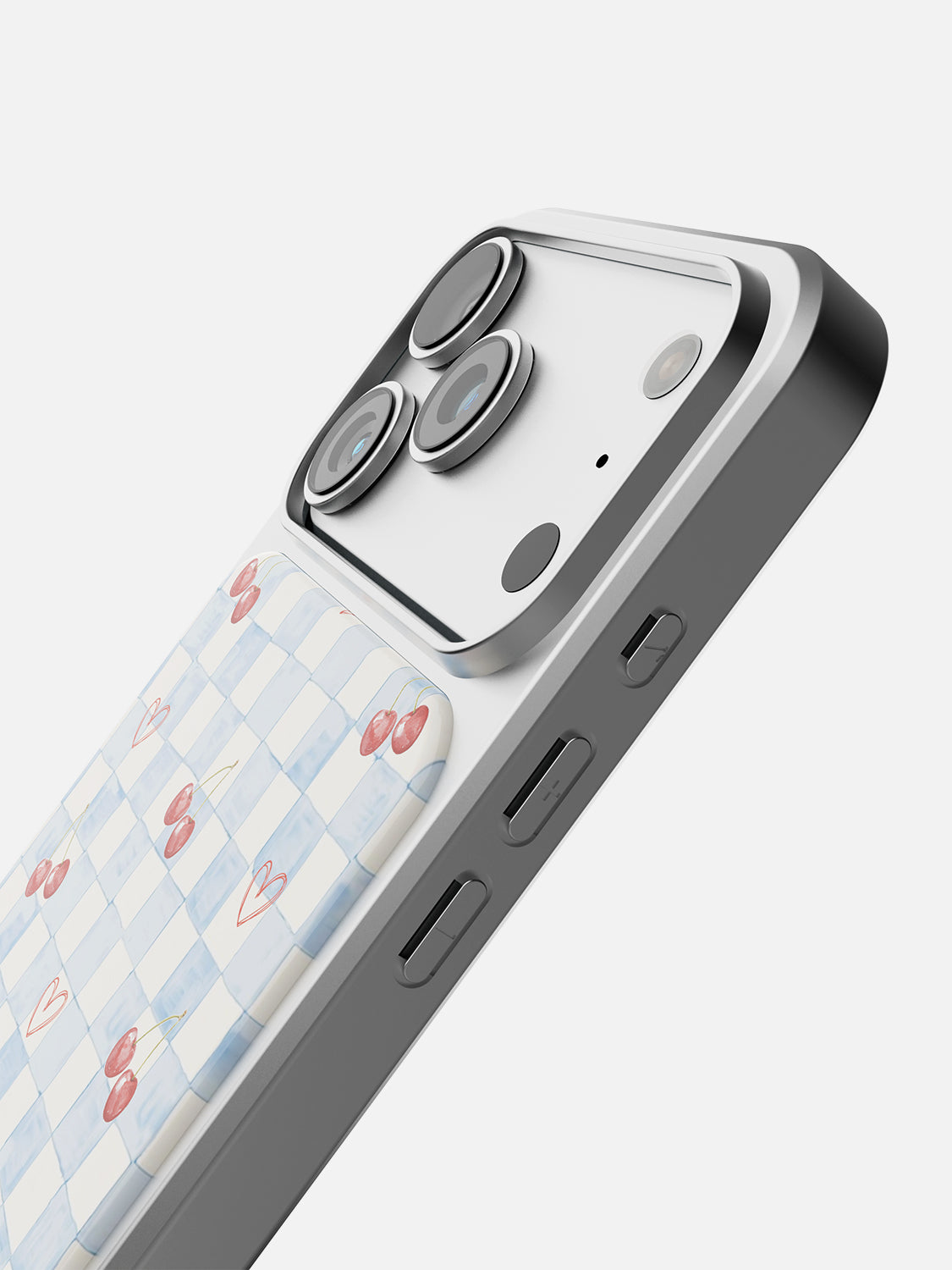 Cherry Heart Gingham Glossy Printed Case - iPhone 15