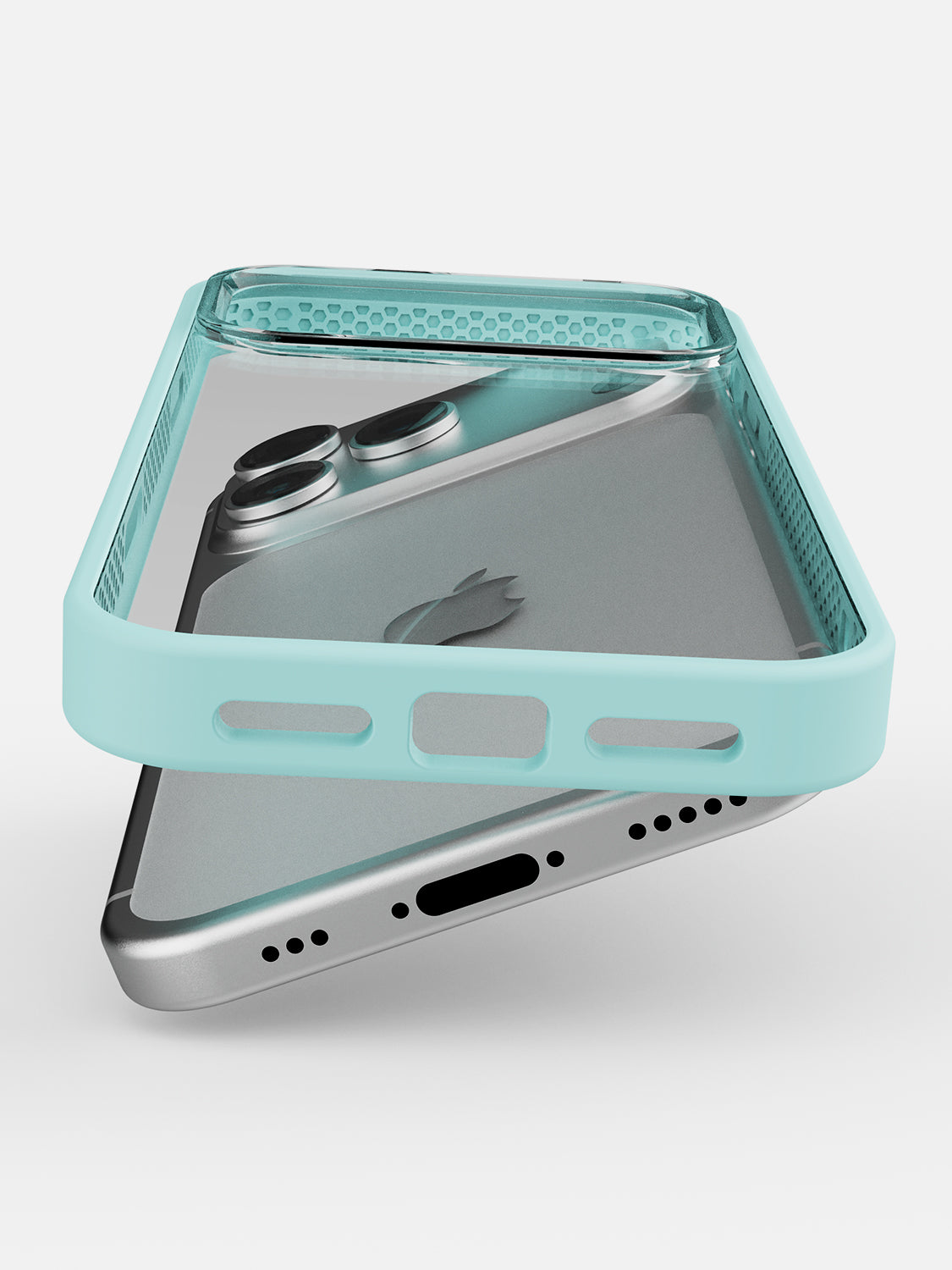 Soft Hearts Printed Clear Case - iPhone 17 Pro (Light Blue)