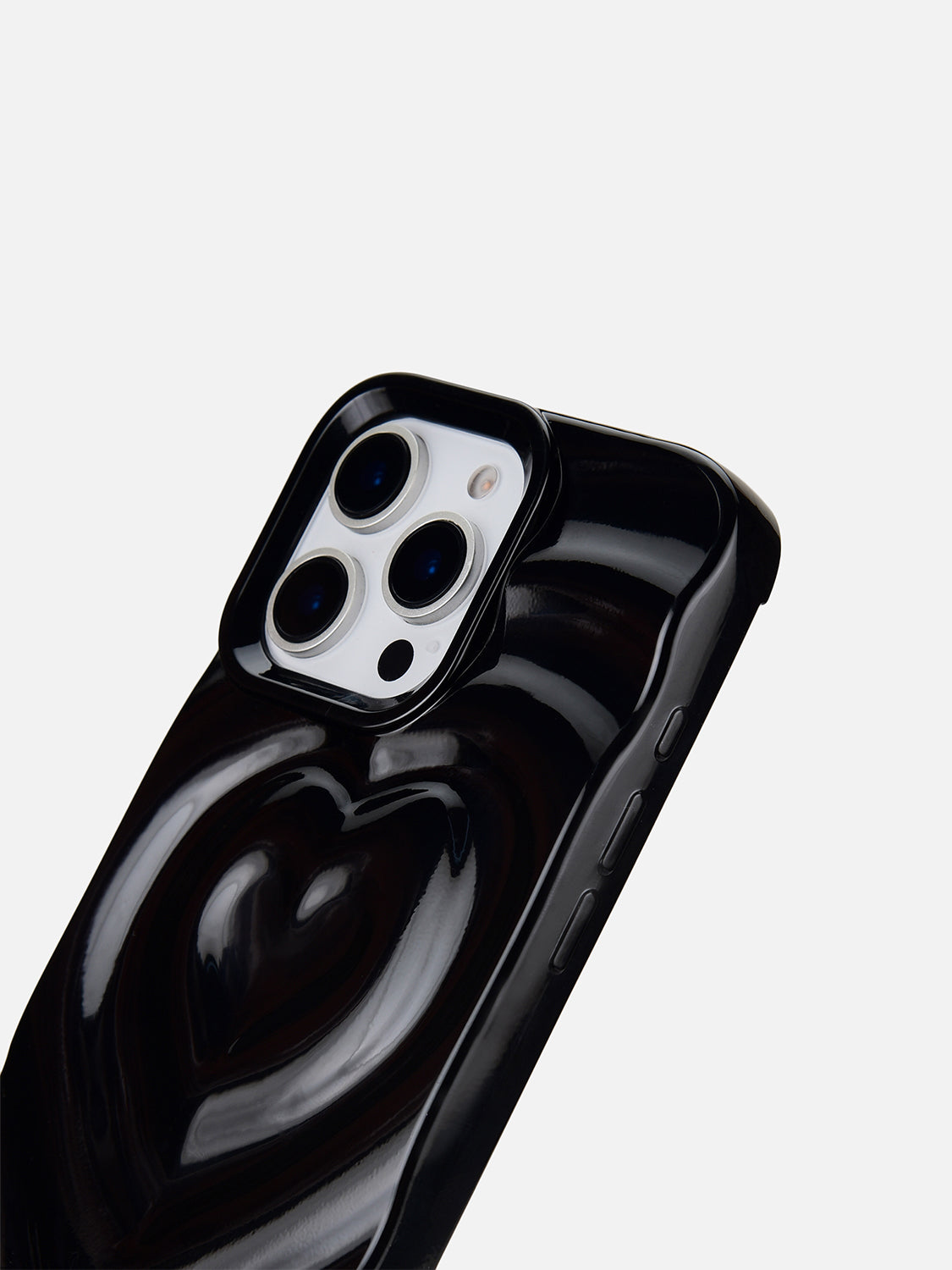 3D Heart Ripple Flexible Case - iPhone 13 (Liquid Black)