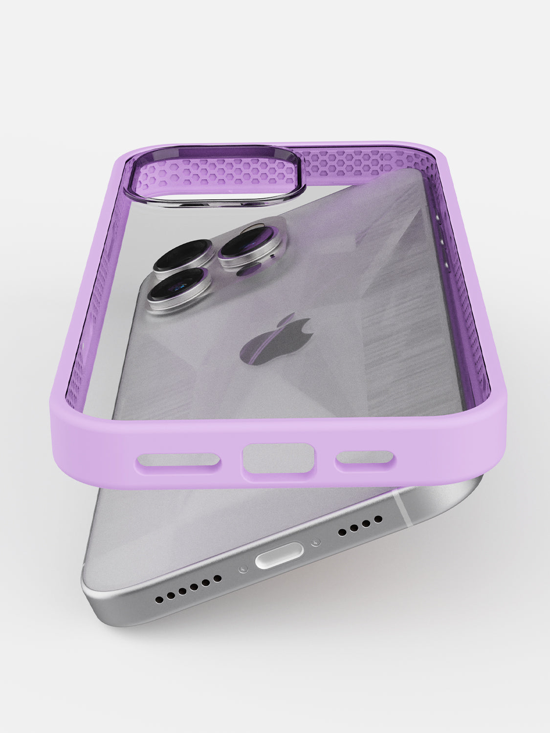 Soft Hearts Printed Clear Case - iPhone 16 Pro Max (Lilac)
