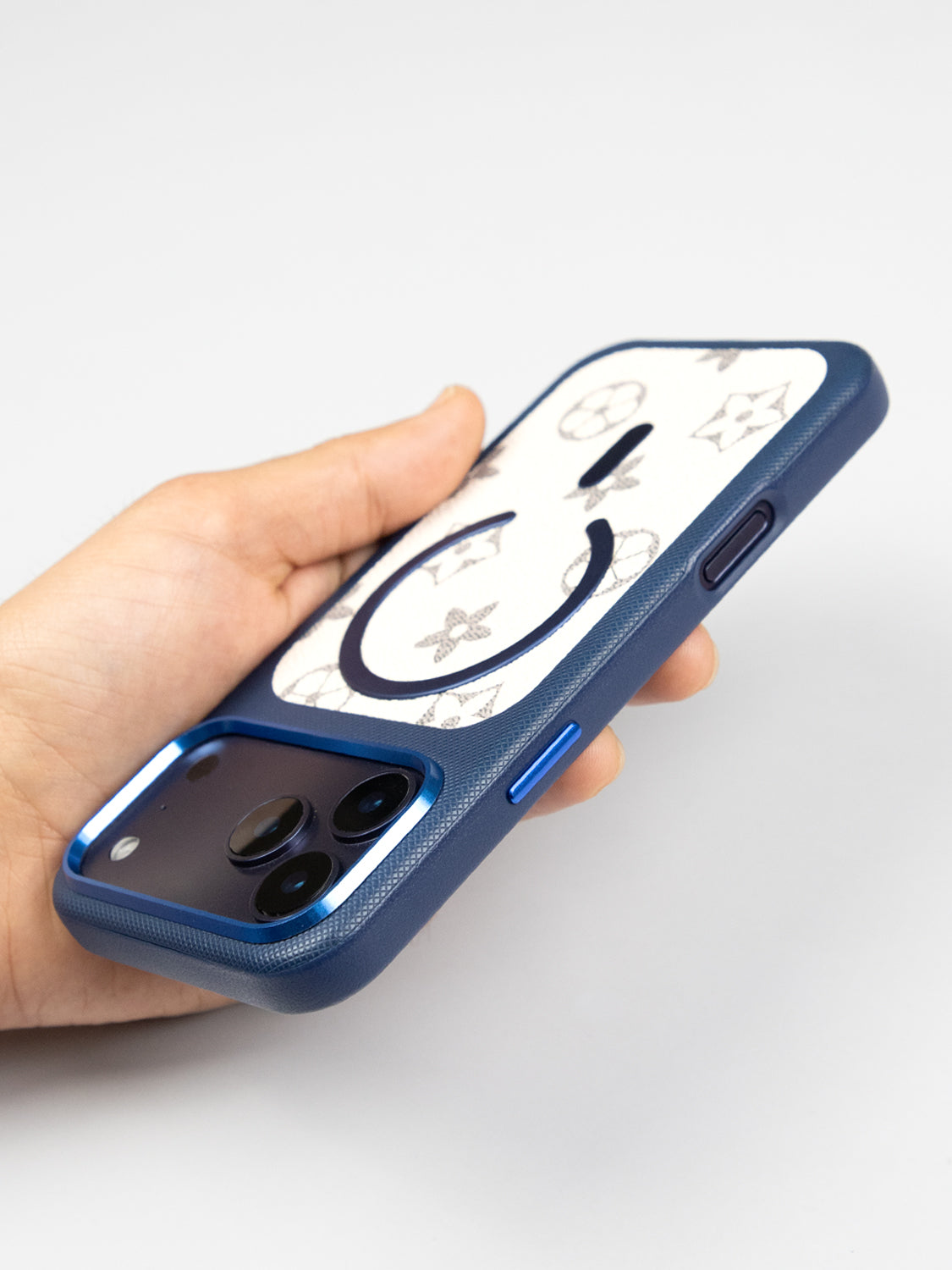 MagSafe Dual Texture Leather Pattern Case - iPhone 17 Pro (Blue)