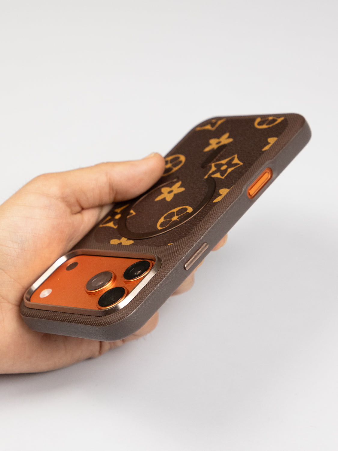 MagSafe Dual Texture Leather Pattern Case - iPhone 17 Pro Max (Dark Brown)