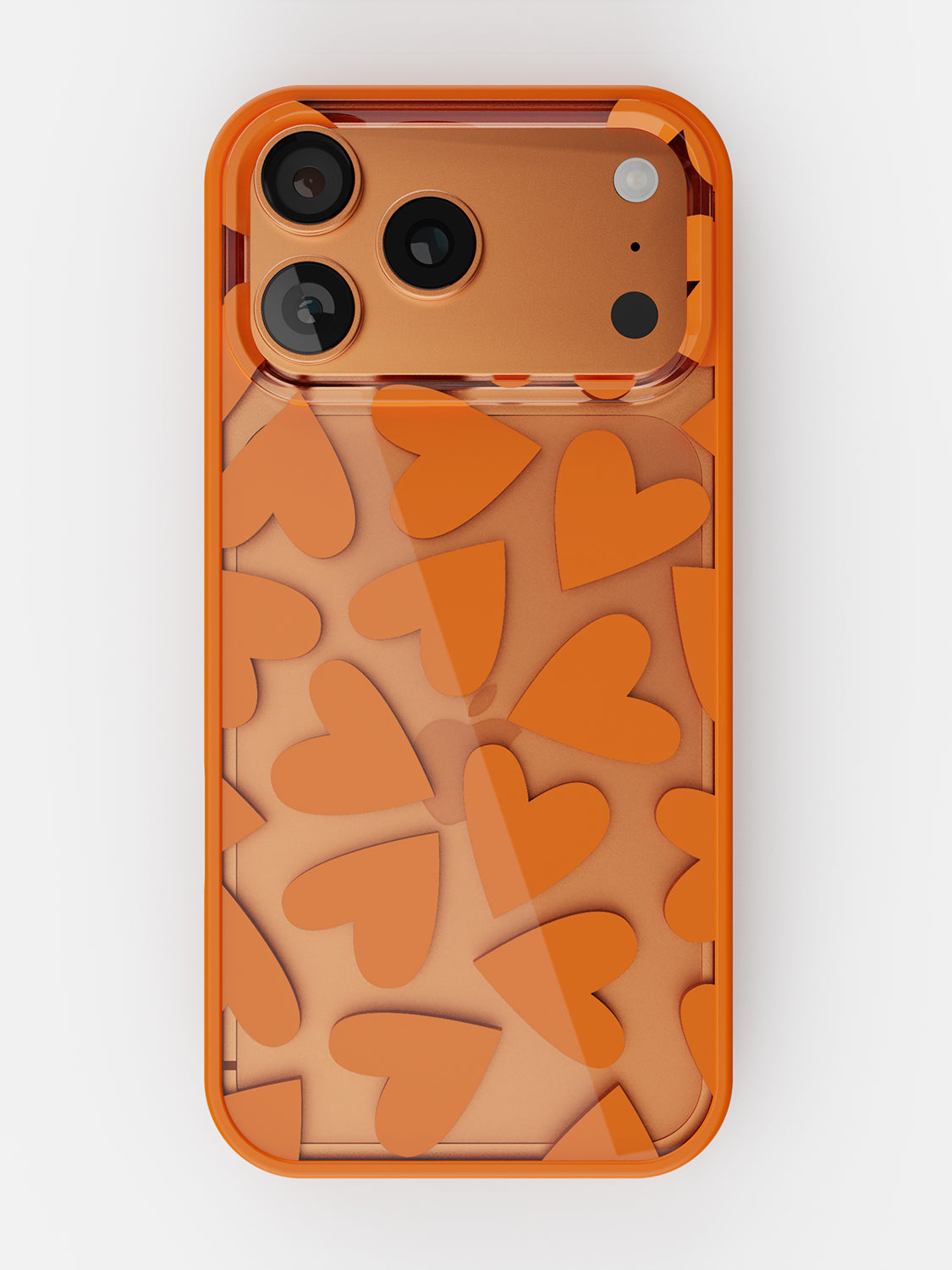 Soft Hearts Printed Clear Case - iPhone 17 Pro (Orange)