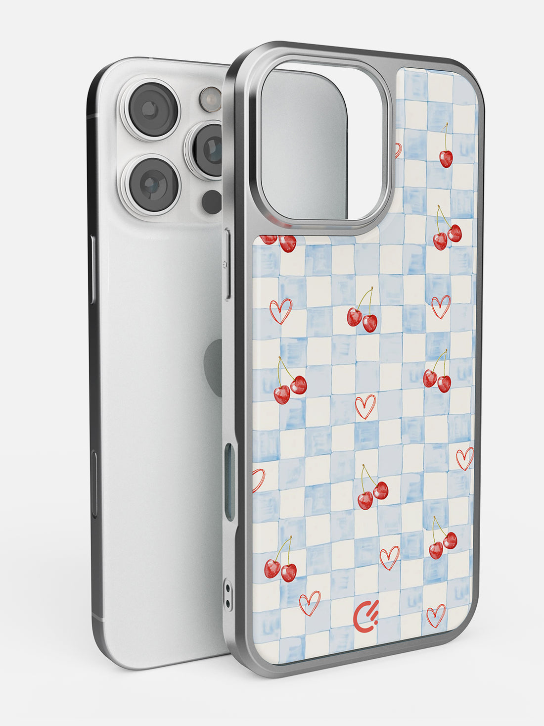 Cherry Heart Gingham Glossy Printed Case - iPhone 16 Pro Max