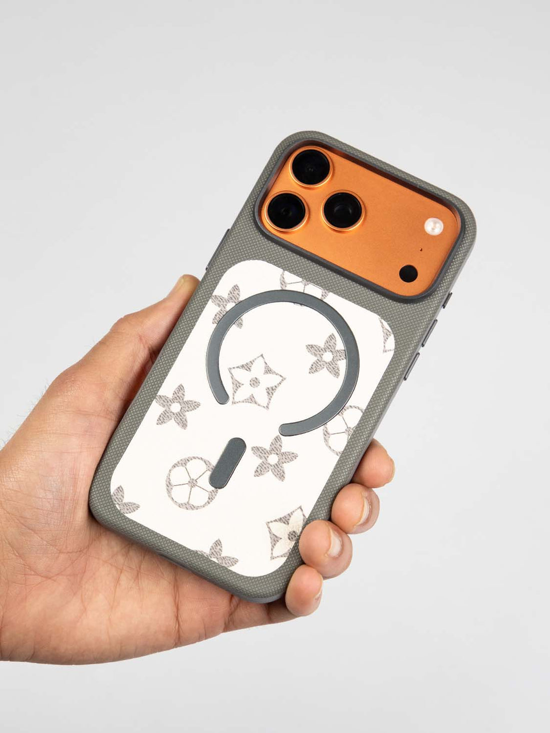 MagSafe Dual Texture Leather Pattern Case - iPhone 17 Pro Max (Steel Gray)