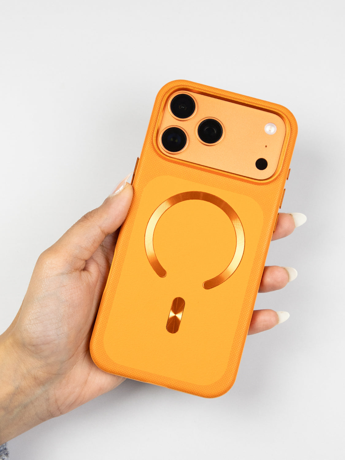 MagSafe Dual Texture Leather Case - iPhone 17 Pro (Orange)