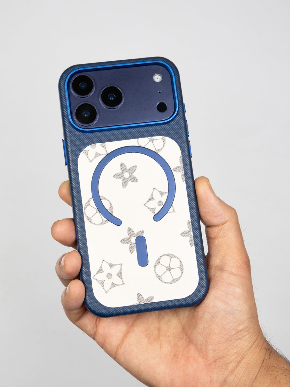 MagSafe Dual Texture Leather Pattern Case - iPhone 17 Pro (Blue)