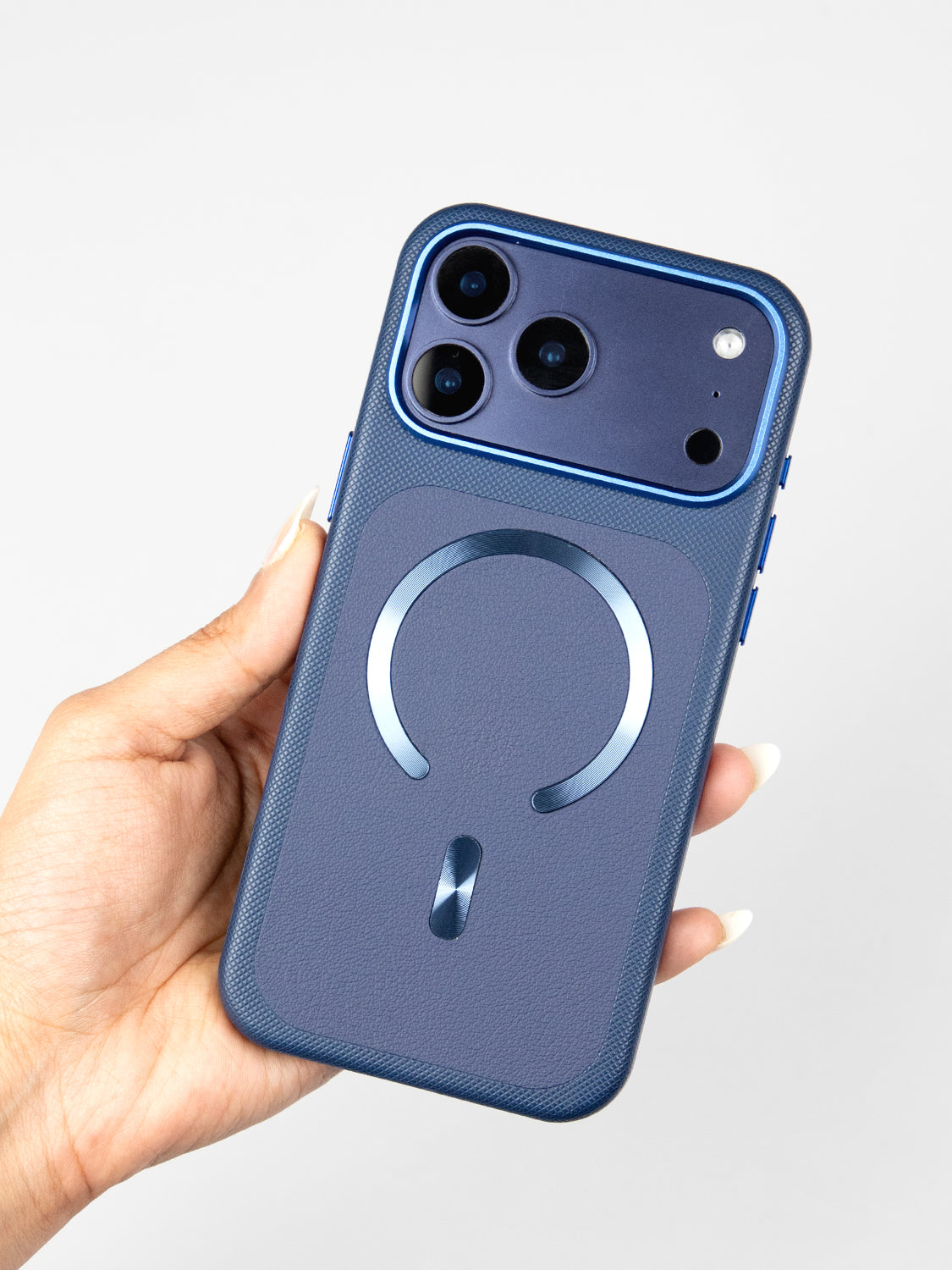 MagSafe Dual Texture Leather Case - iPhone 17 Pro (Blue)