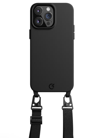 Silicon Crossbody Sling Case - iPhone 14 Pro Max (Black - Lanyard)