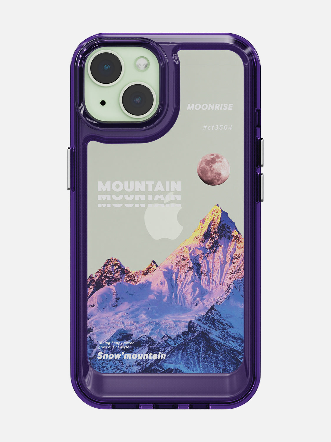 Snowy Mountains Clear Case - iPhone 15 (Purple)