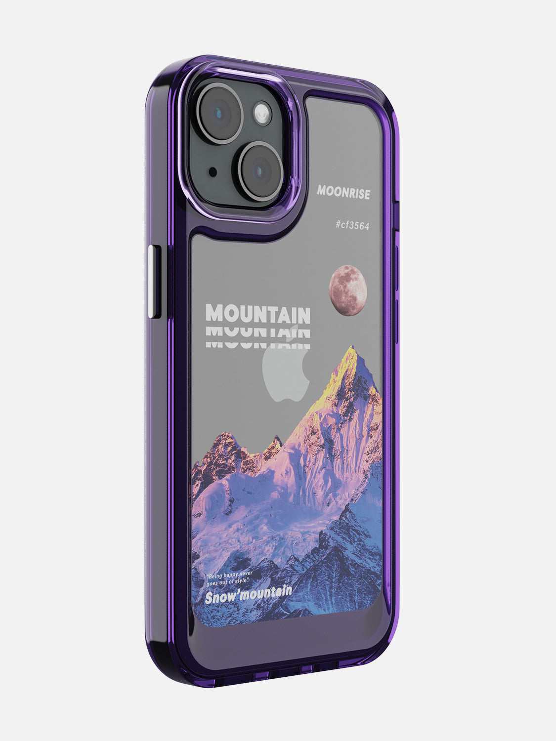 Snowy Mountains Clear Case - iPhone 15 (Purple)