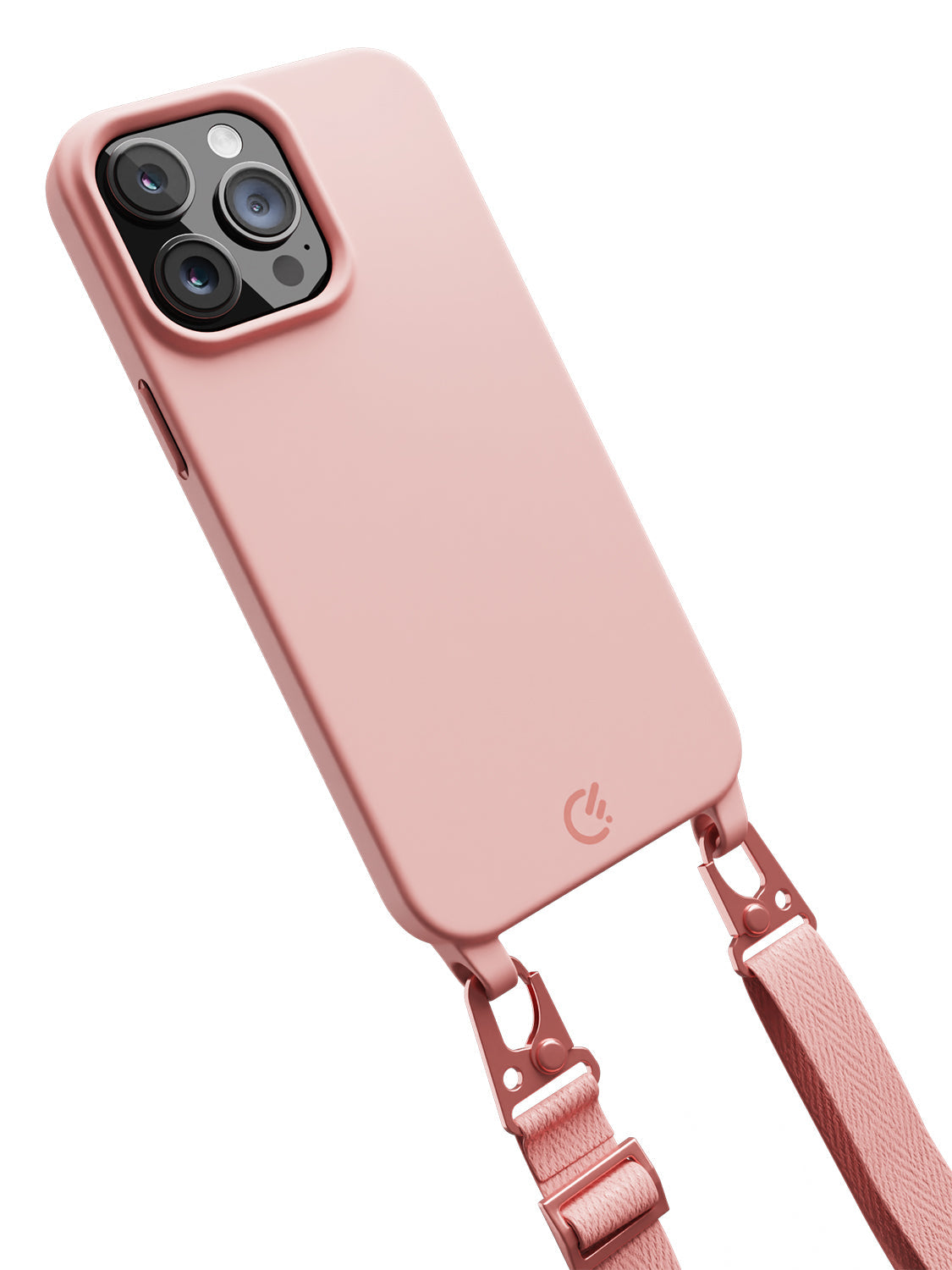  iPhone 14 Pro Max Pink Silicon Crossbody Lanyard/Sling Case