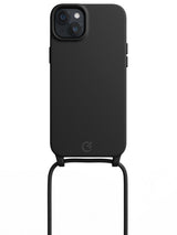 Black Silicon Crossbody Sling Case for iPhone 14 Plus 