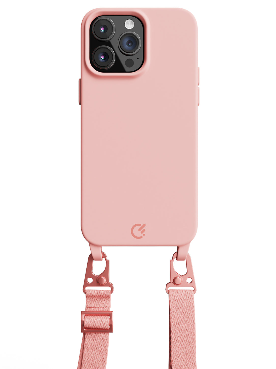  iPhone 14 Pro Max Pink Silicon Crossbody Sling Case 