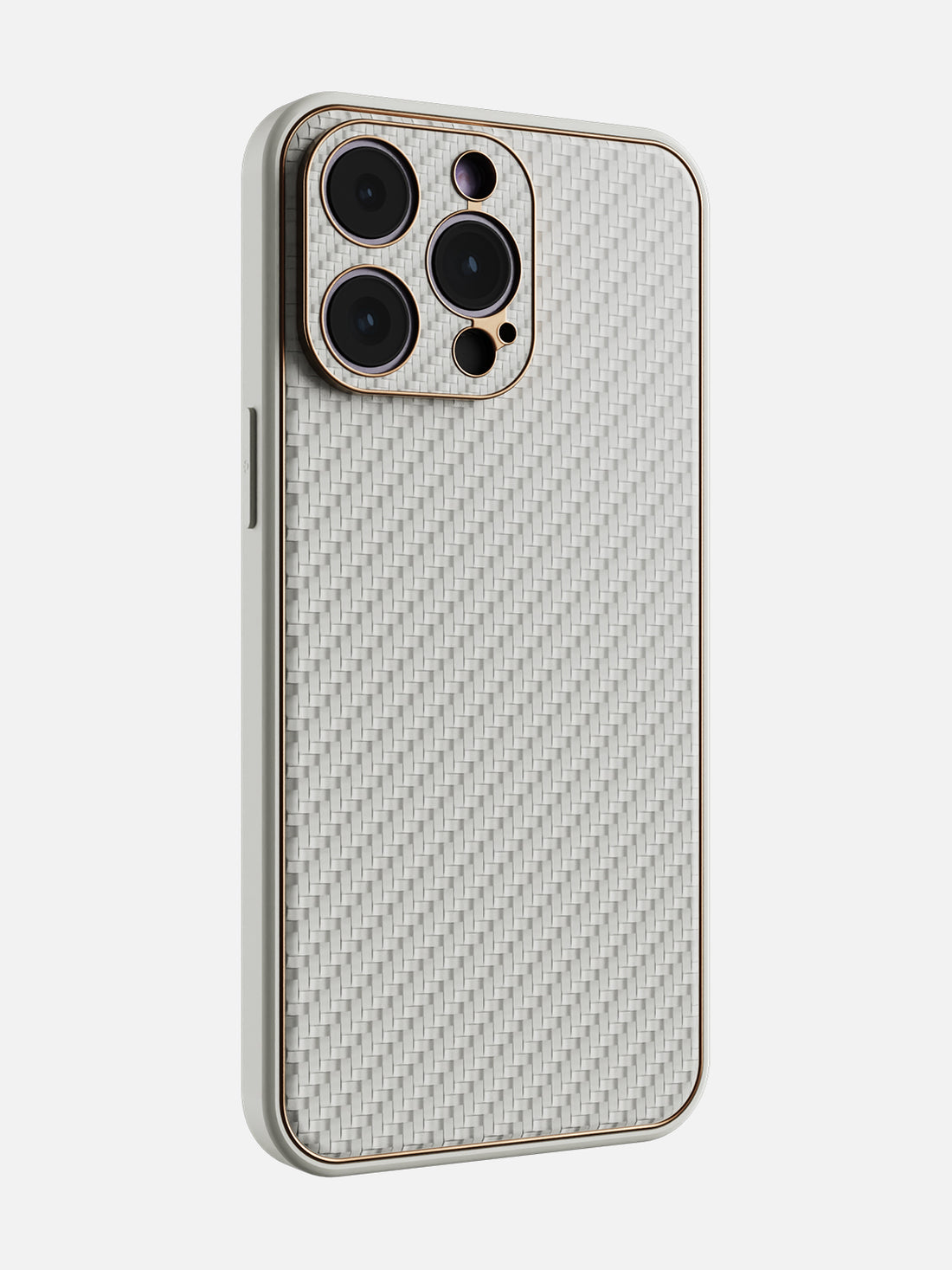 Carbon Leather Chrome Case - iPhone 14 Pro Max (White)