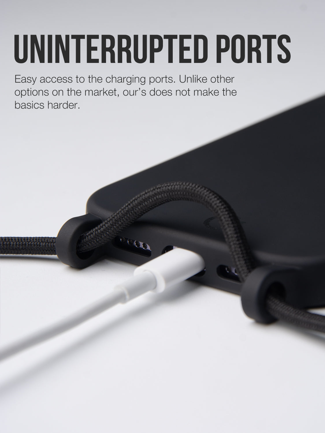 Silicon Crossbody Sling Case - iPhone 14 Plus (Black - Rope)