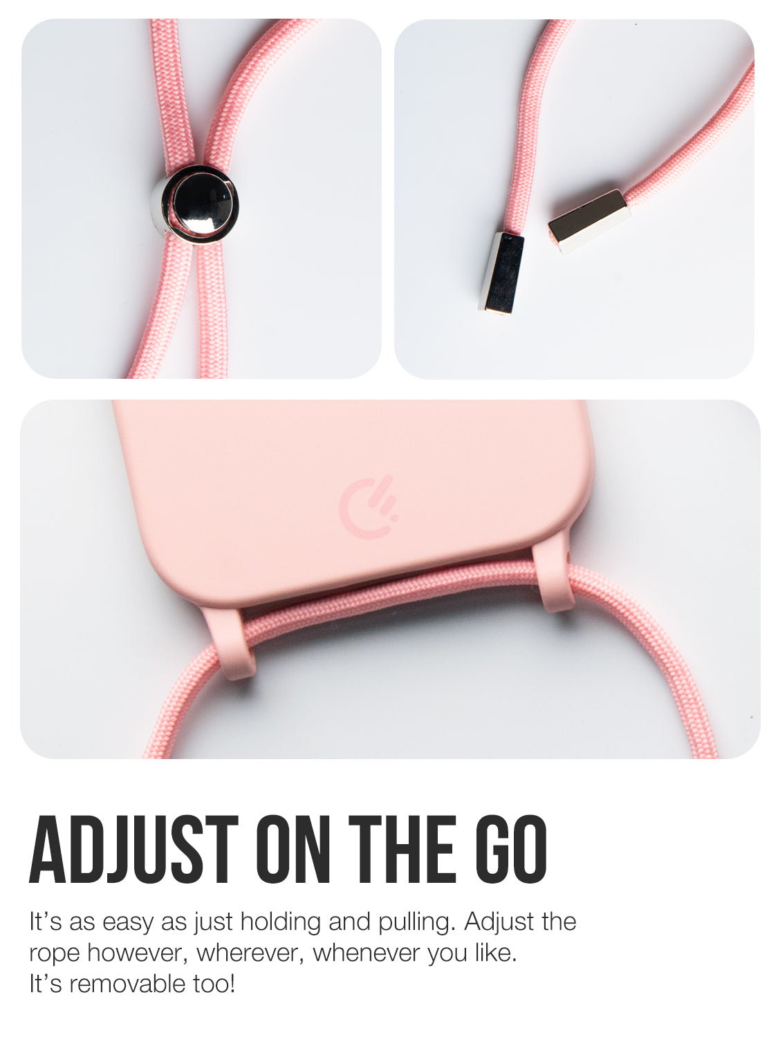 Silicon Crossbody Sling Case - iPhone X / XS (Peachy Pink - Rope)