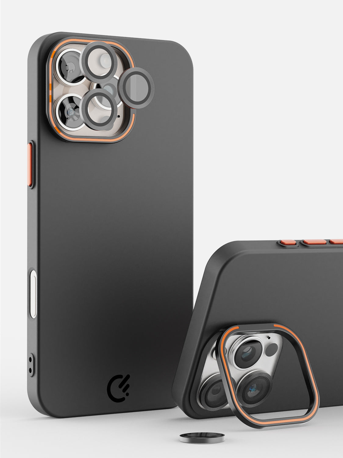 Solid Shade Snap Hard Case with Lens Guard & Stand - iPhone 16 Pro Max (Black)