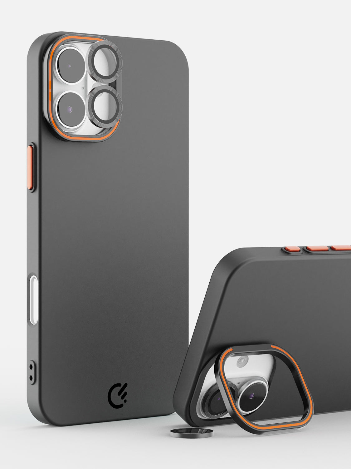 Solid Shade Snap Hard Case with Lens Guard & Stand - iPhone 16 (Black)