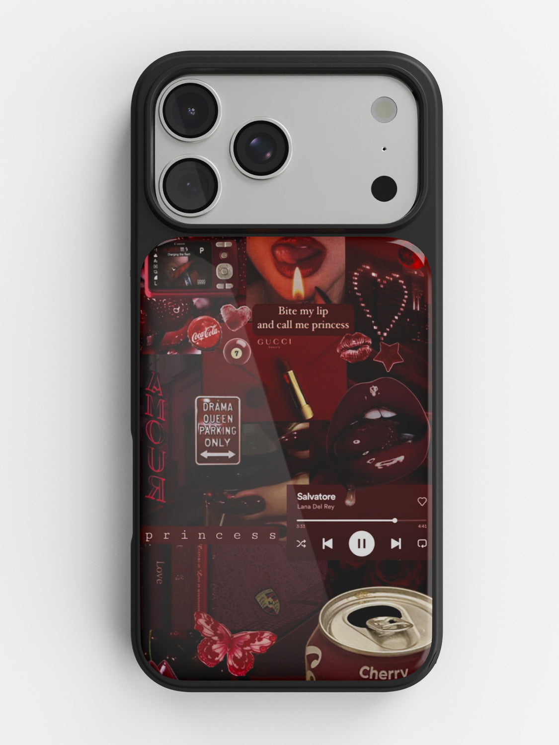 Crimson Red glossy printed case in Black