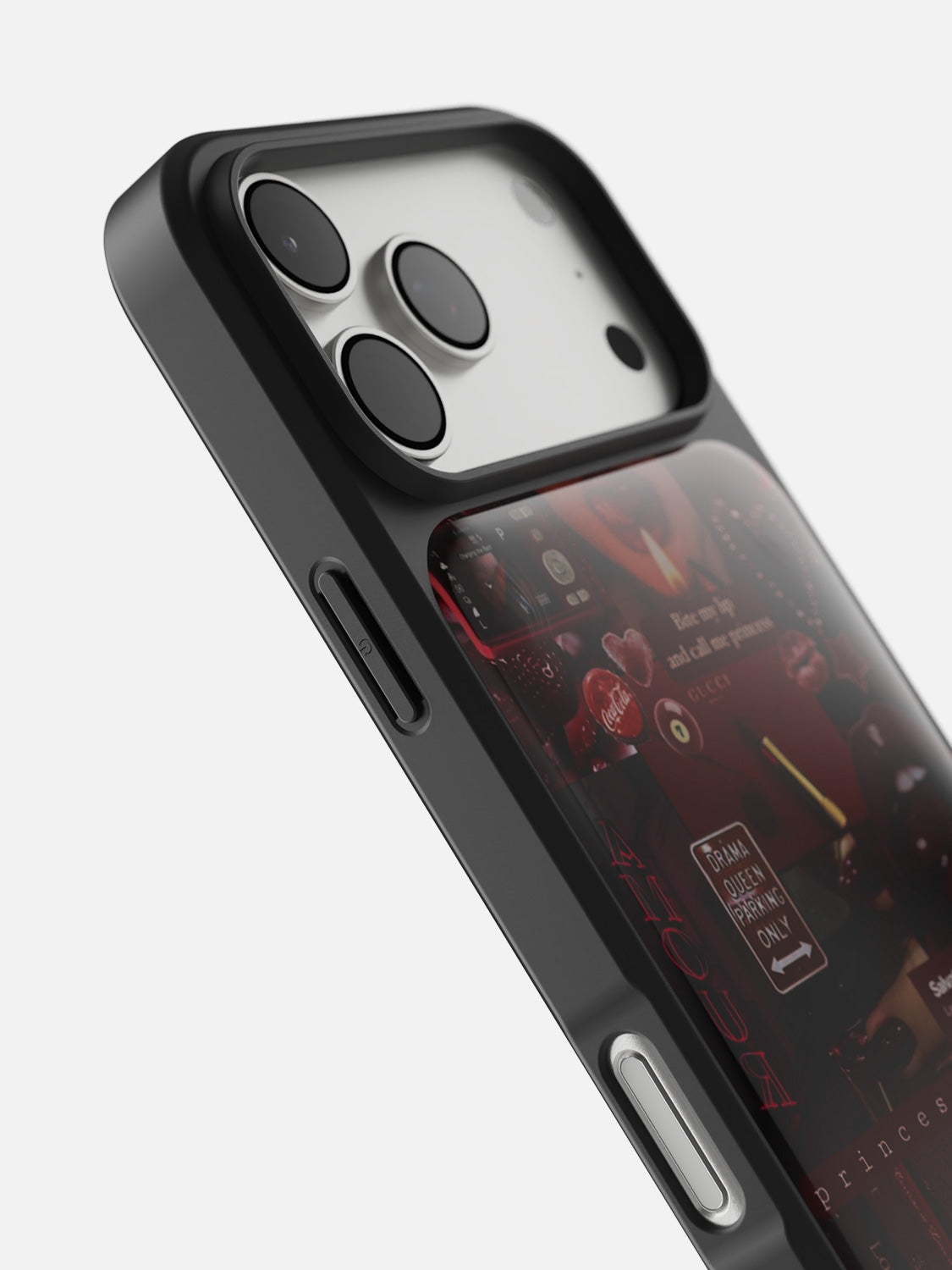 Crimson Red glossy printed case in Black