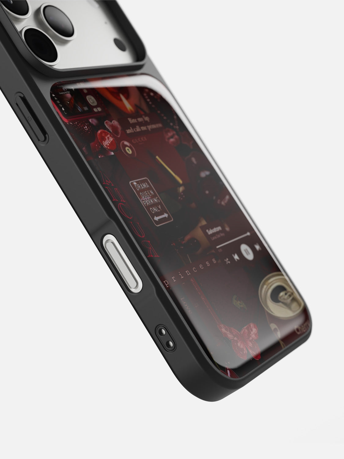 Crimson Red glossy printed case in Black