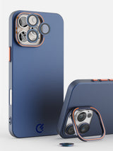 Solid Shade Snap Hard Case with Lens Guard & Stand - iPhone 16 Pro (Navy Blue)