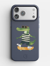 Skater Croc leather case in Blue