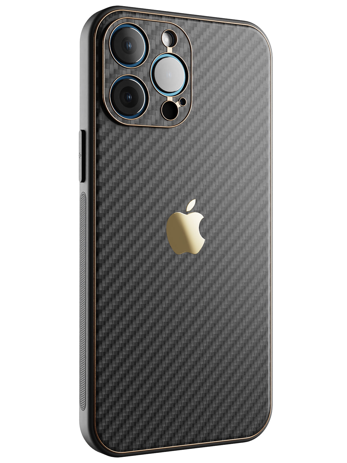 Black Carbon Leather Chrome Case for iPhone 13 Pro Max