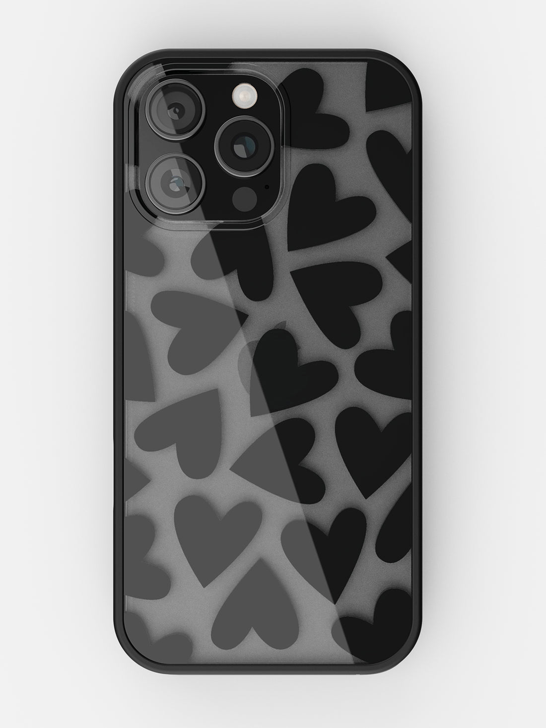 Soft Hearts Printed Clear Case - iPhone 16 Pro Max (Black)