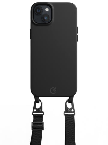 Silicon Crossbody Sling Case - iPhone 14 Plus (Black - Lanyard)