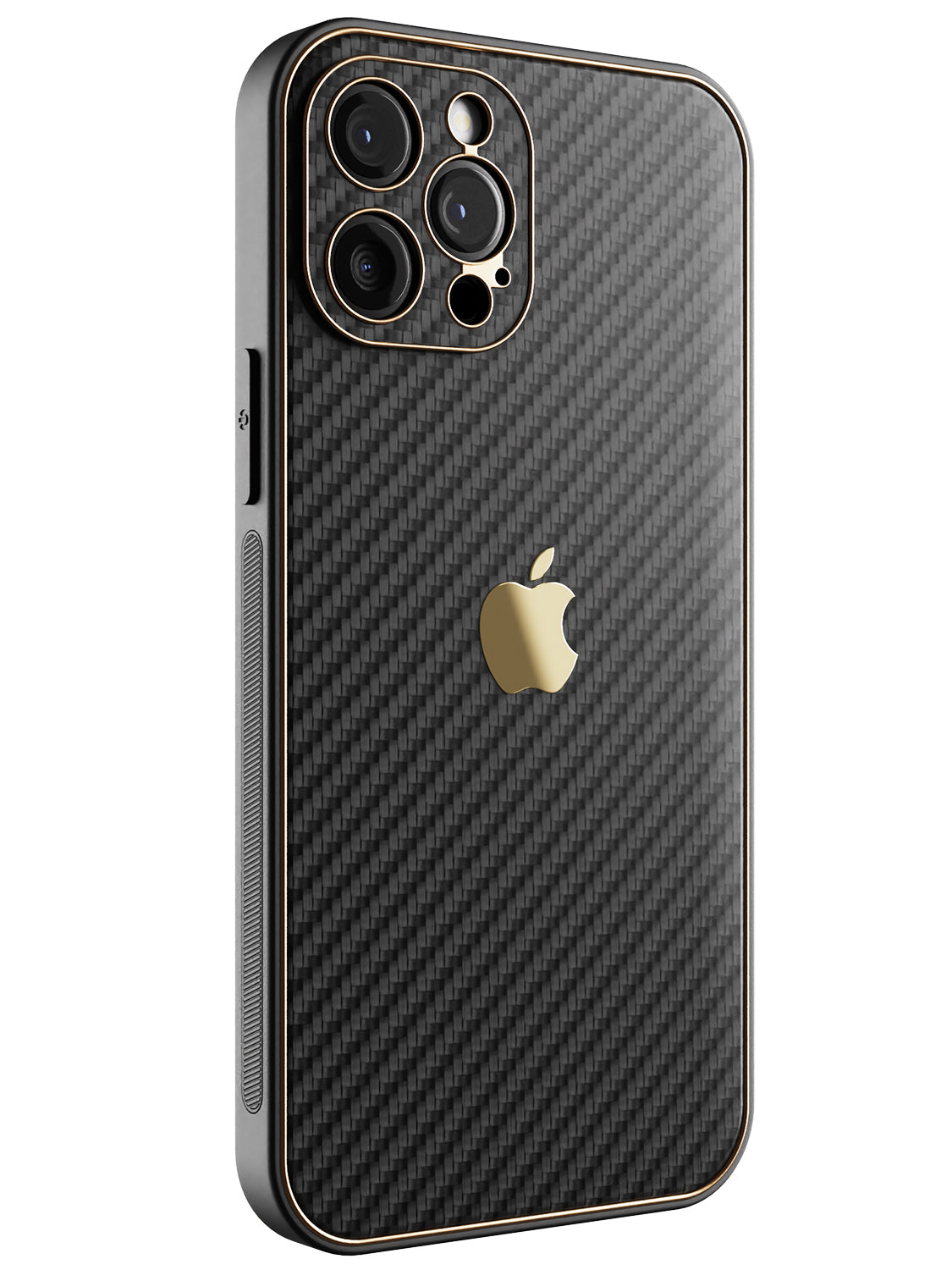 Black Carbon Leather Chrome Case for iPhone 12 Pro Max